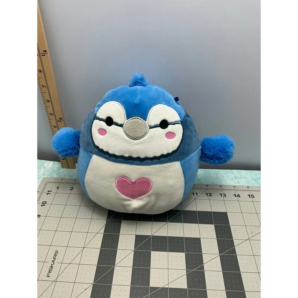Squishmallows Babs the Blue Jay 8 Inch Valentine Plush with Pink Heart Blue Bird